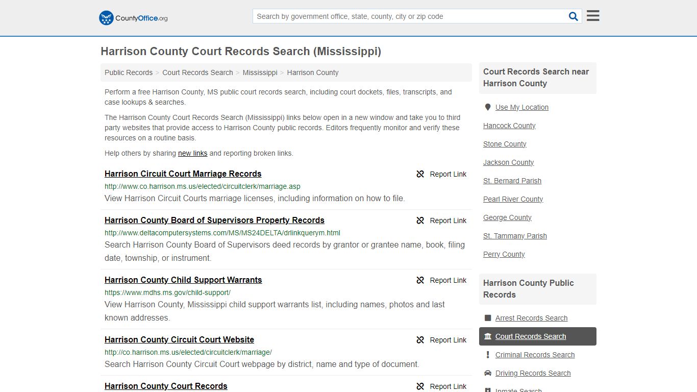 Harrison County Court Records Search (Mississippi) - County Office
