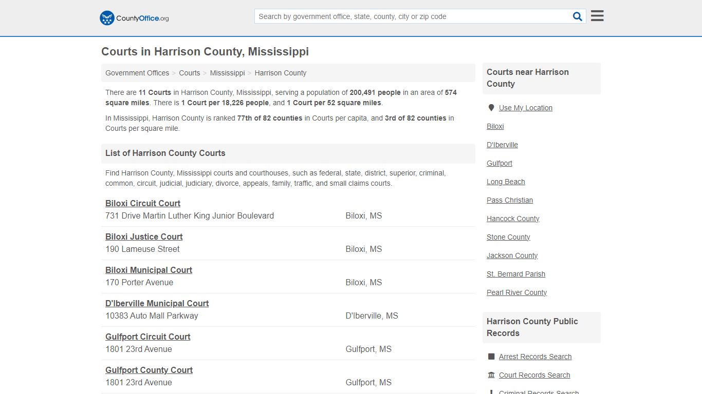 Courts - Harrison County, MS (Court Records & Calendars)